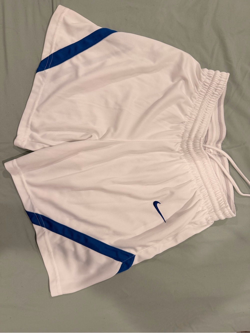Nike White Athletic Shorts with Light Blue Trim